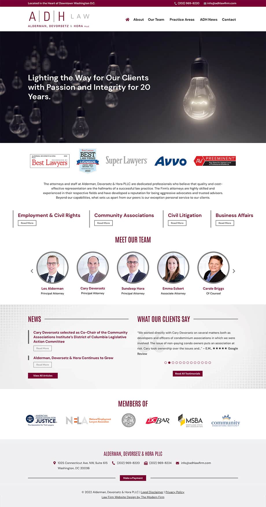 Law Firm Website Design for Alderman, Devorsetz & Hora PLLC