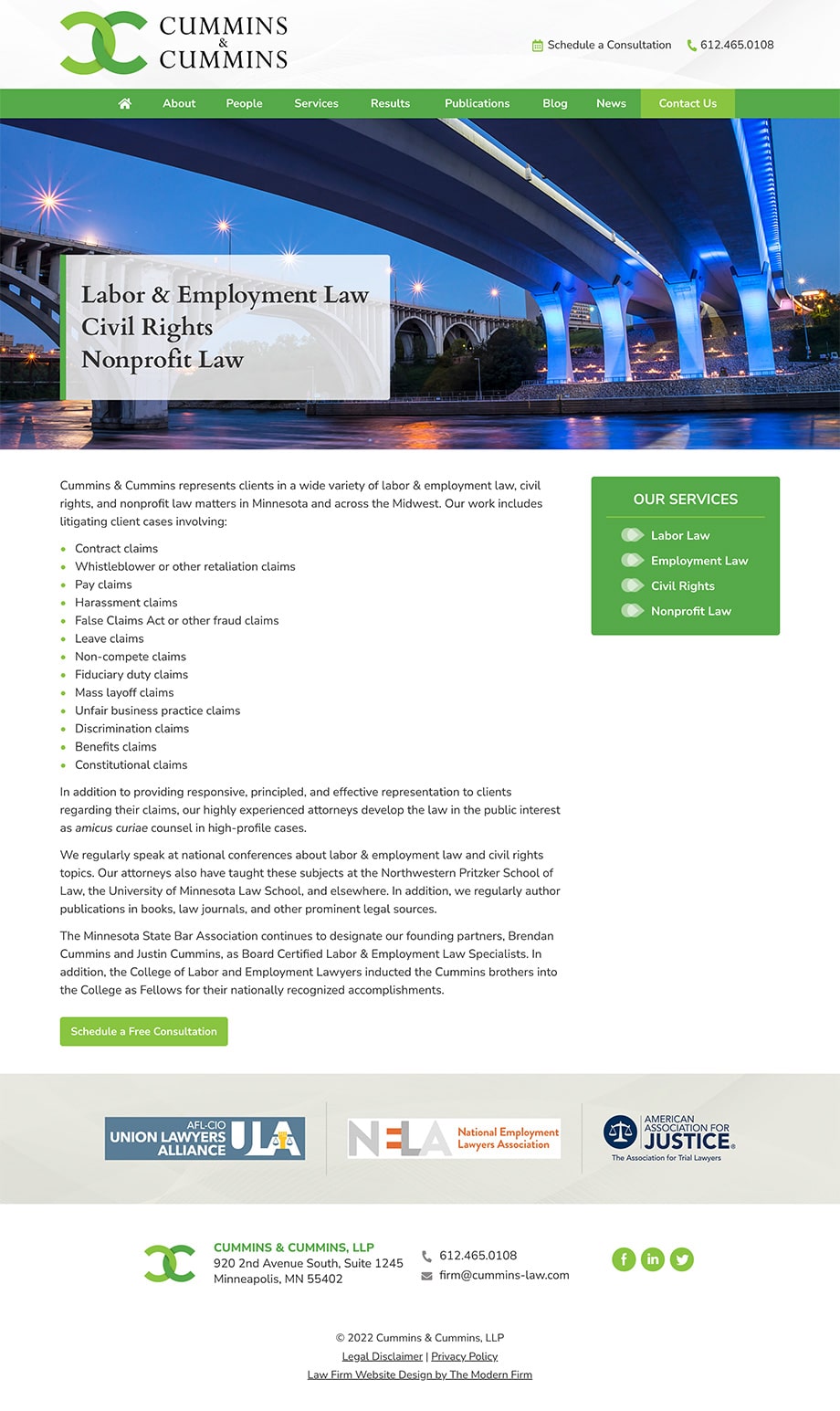 Law Firm Website Design for Cummins & Cummins, LLP