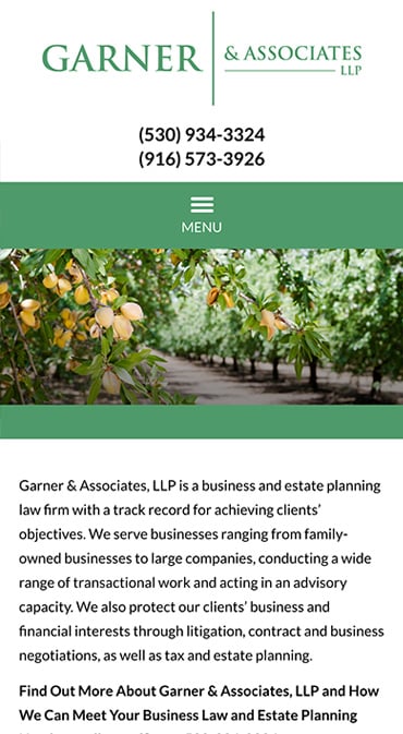 Responsive Mobile Attorney Website for Garner & Associates, LLP