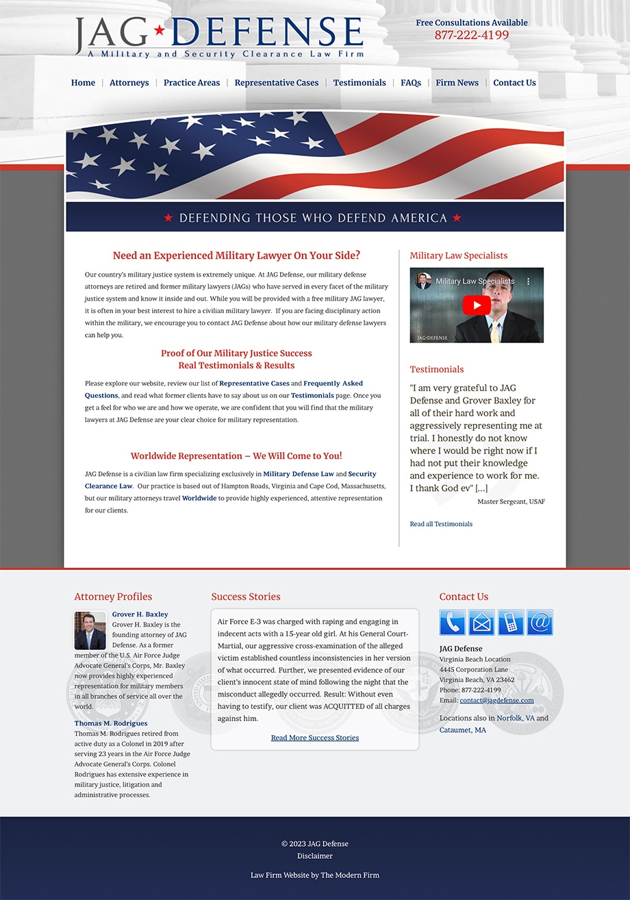 Law Firm Website Design for JAG Defense