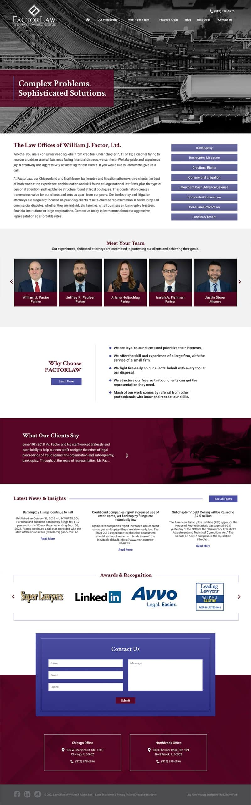 Law Firm Website Design for Law Office of William J. Factor, Ltd.