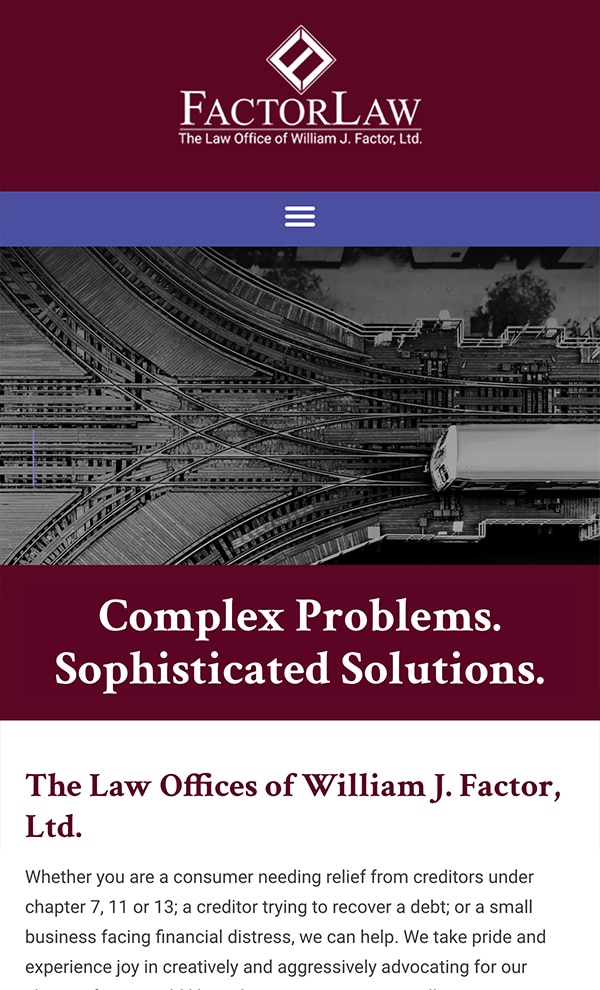 Mobile Friendly Law Firm Webiste for Law Office of William J. Factor, Ltd.