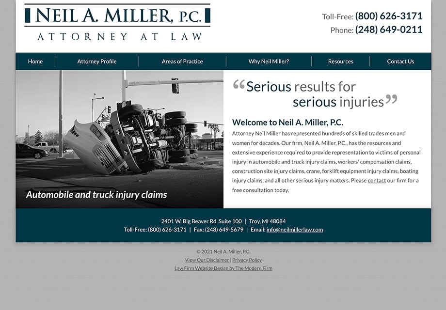 Law Firm Website Design for Neil A. Miller, P.C.