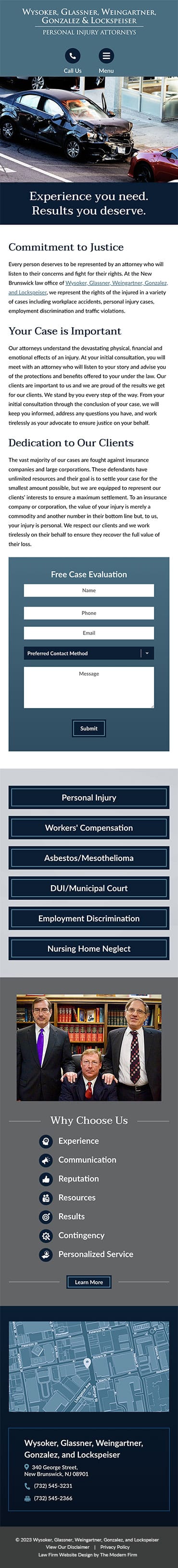 Responsive Mobile Attorney Website for Wysoker, Glassner, Weingartner, Gonzalez, and Lockspeiser
