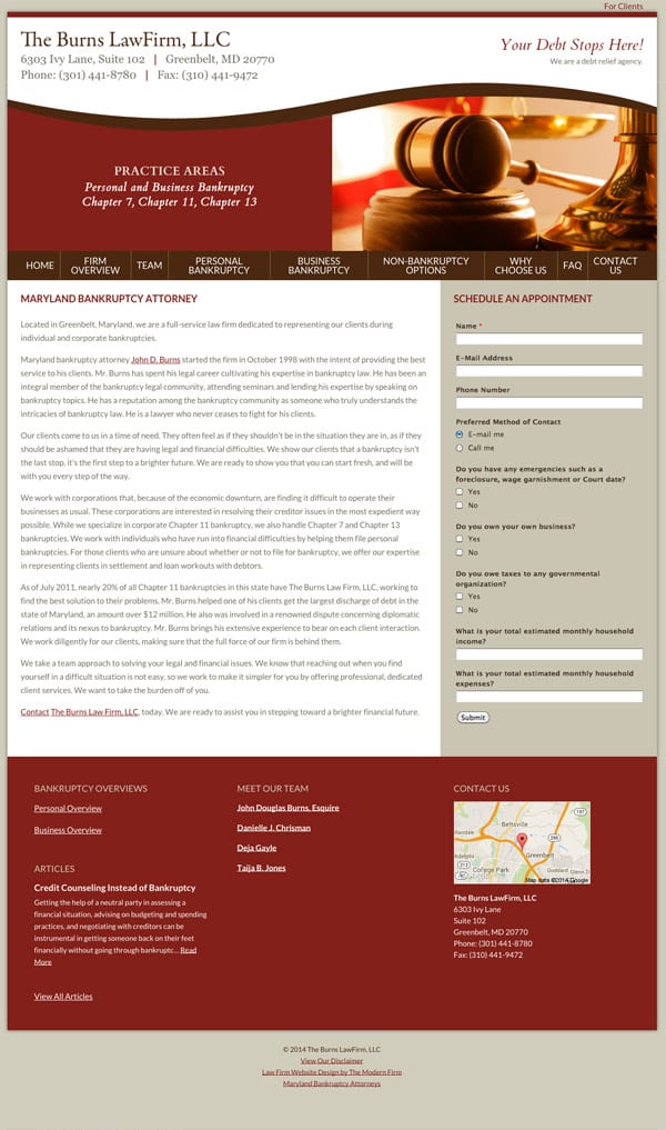 Law Firm Website Design for The Burns Law Firm, LLC