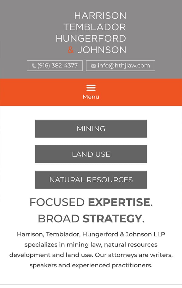 Responsive Mobile Attorney Website for Harrison, Temblador, Hungerford & Johnson LLP