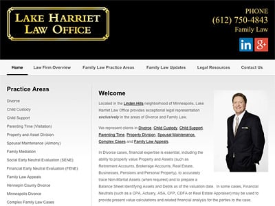 Law Firm Website design for Lake Harriet Law Office