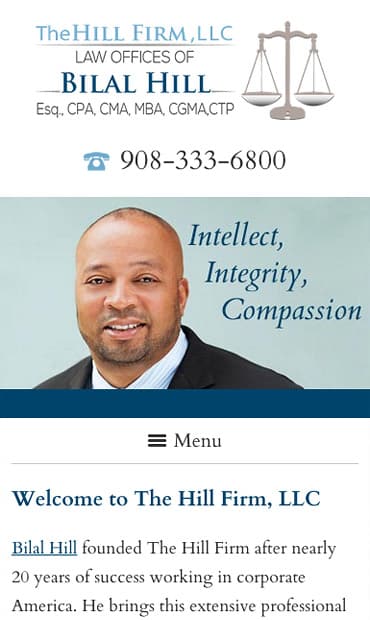 Responsive Mobile Attorney Website for The Hill Firm, LLC