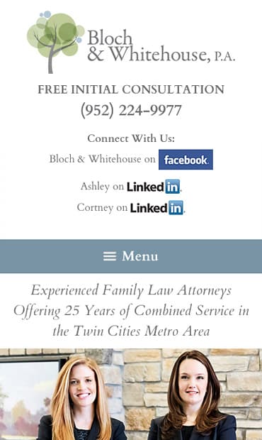 Responsive Mobile Attorney Website for Bloch & Whitehouse, P.A.