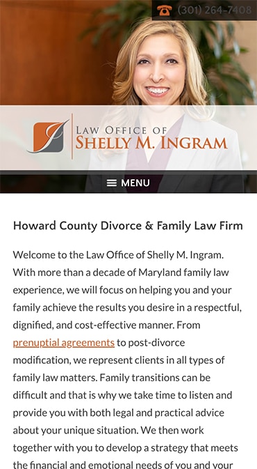 Responsive Mobile Attorney Website for Law Office of Shelly M. Ingram, LLC