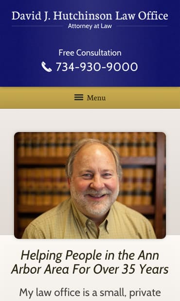 Responsive Mobile Attorney Website for David J. Hutchinson