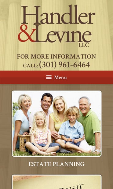 Responsive Mobile Attorney Website for Handler & Levine LLC