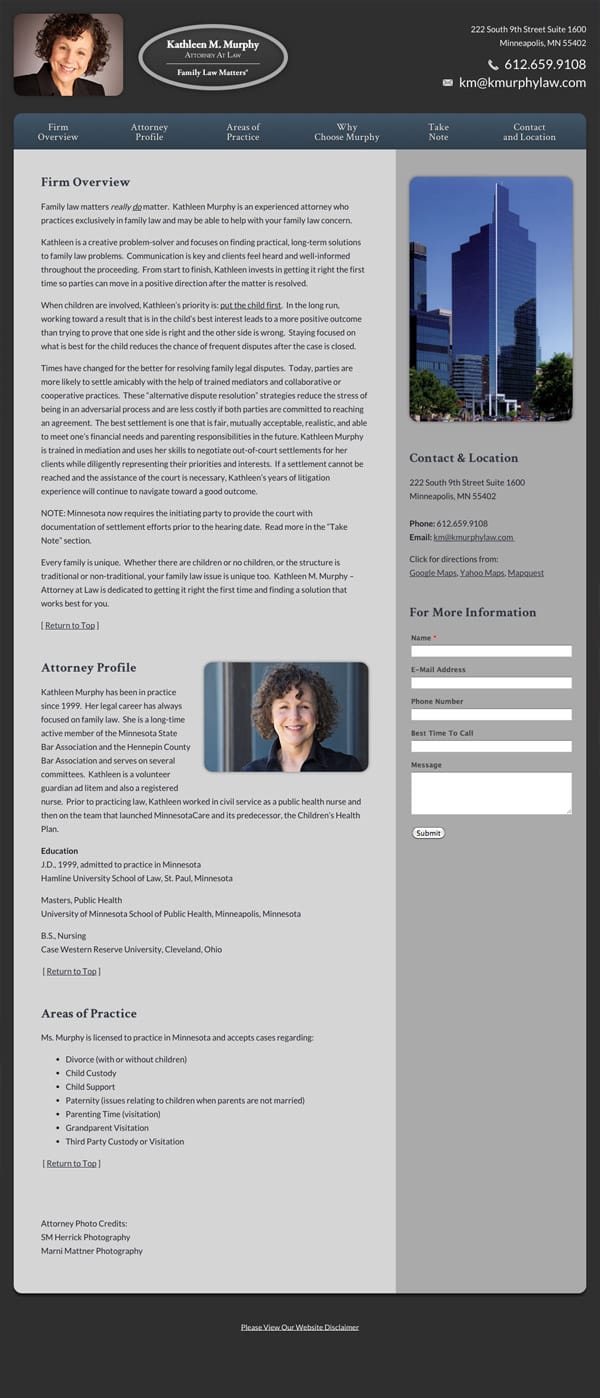 Law Firm Website Design for Kathleen M. Murphy, Attorney at Law