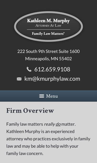 Responsive Mobile Attorney Website for Kathleen M. Murphy, Attorney at Law