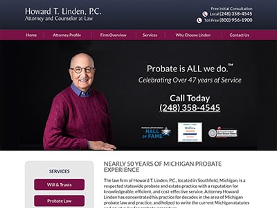 Law Firm Website design for Howard T. Linden, P.C.