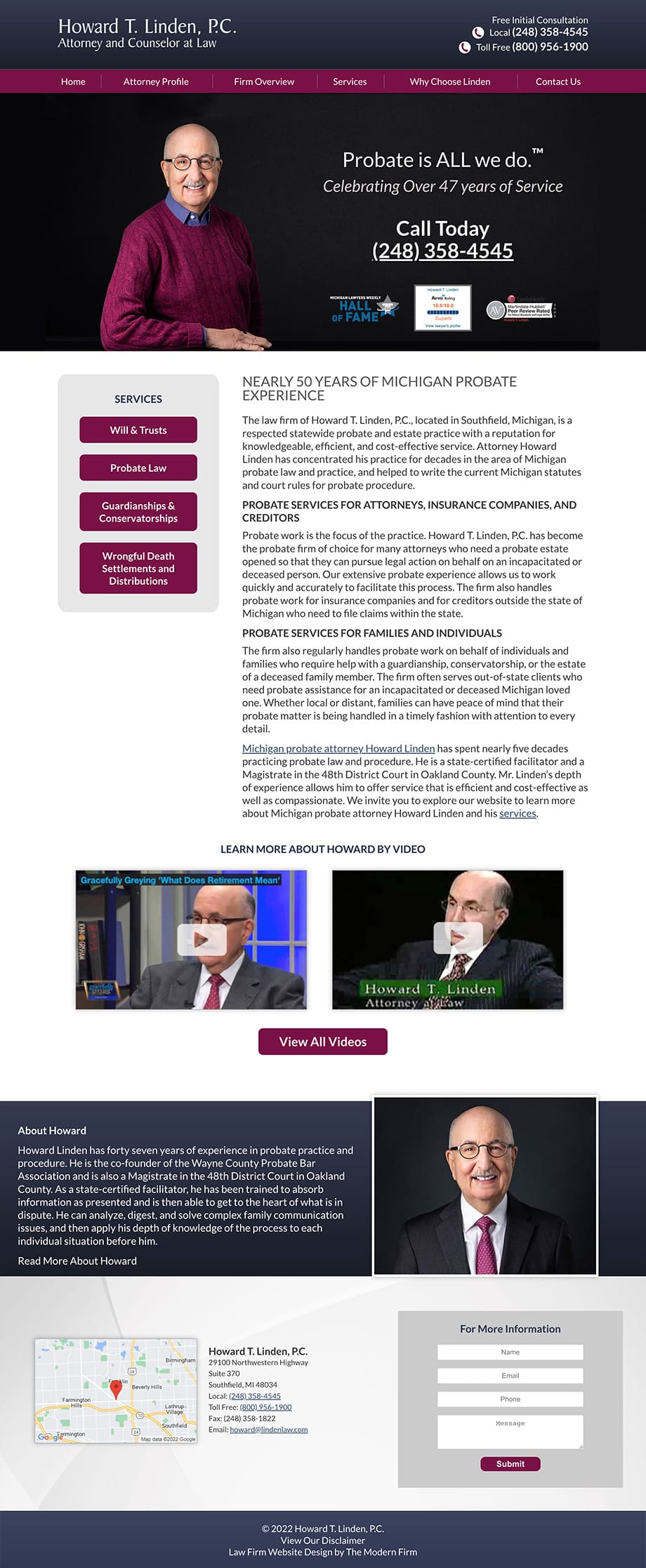 Law Firm Website Design for Howard T. Linden, P.C.