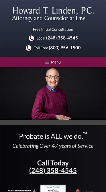 Responsive Mobile Attorney Website for Howard T. Linden, P.C.