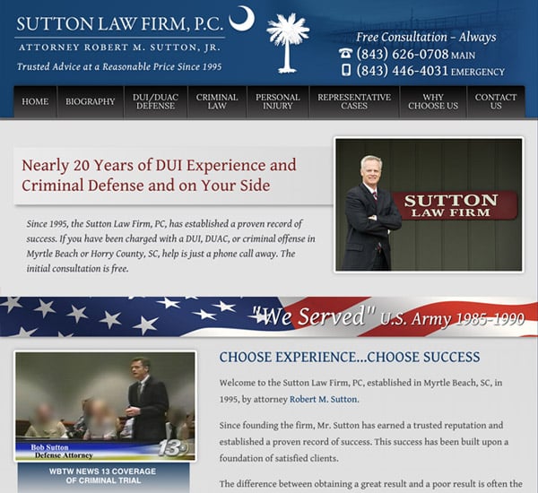 Mobile Friendly Law Firm Webiste for Sutton Law Firm, P.C.
