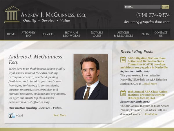 Mobile Friendly Law Firm Webiste for Andrew J. McGuinness, Esq.