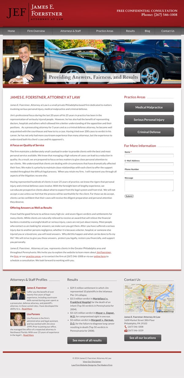 Law Firm Website Design for James E. Foerstner, Attorney at Law