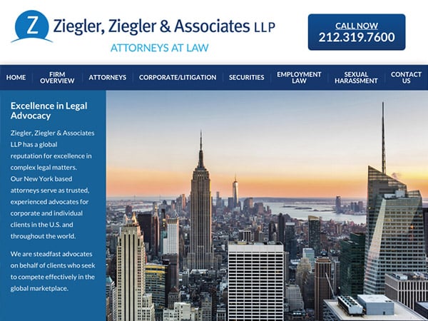 Mobile Friendly Law Firm Webiste for Ziegler, Ziegler & Associates LLP