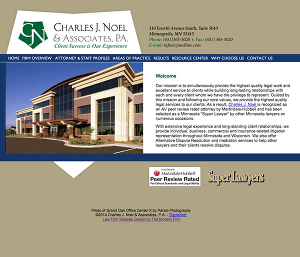 Law Firm Website Design for Charles J. Noel & Associates, P.A.