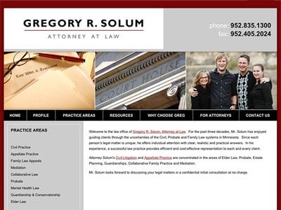 Law Firm Website design for Gregory R. Solum, Attorne…