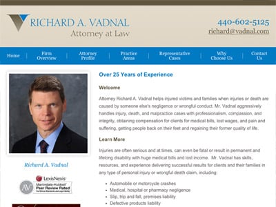 Law Firm Website design for Richard A. Vadnal