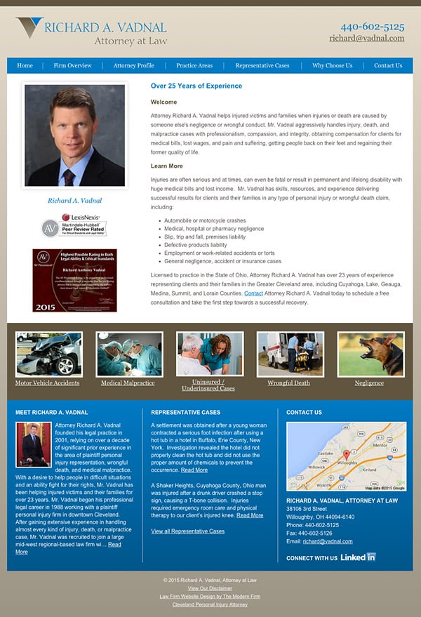 Law Firm Website Design for Richard A. Vadnal