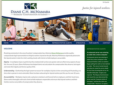 Law Firm Website design for Diane C.H. McNamara