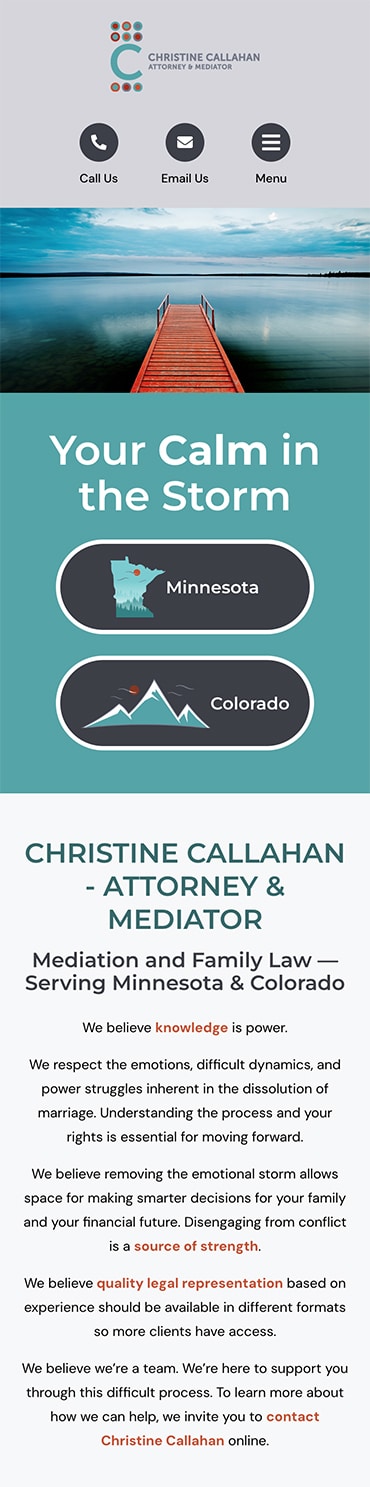 Responsive Mobile Attorney Website for Callahan Family Law & Mediation, LLC