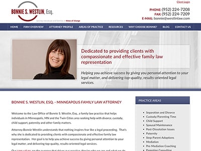 Law Firm Website design for Bonnie S. Westlin