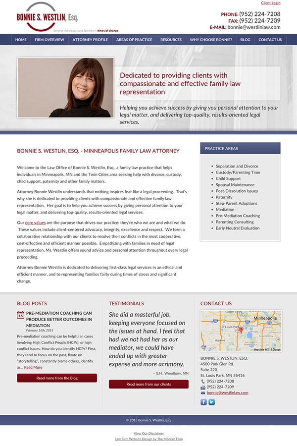 Law Firm Website Design for Bonnie S. Westlin