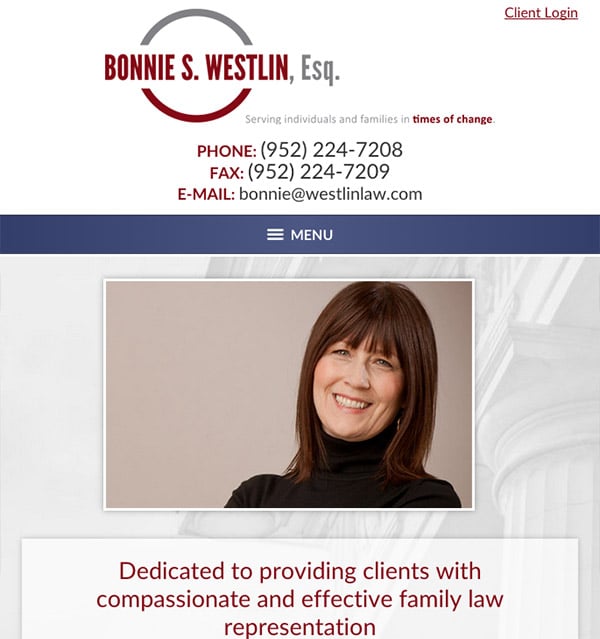 Mobile Friendly Law Firm Webiste for Bonnie S. Westlin