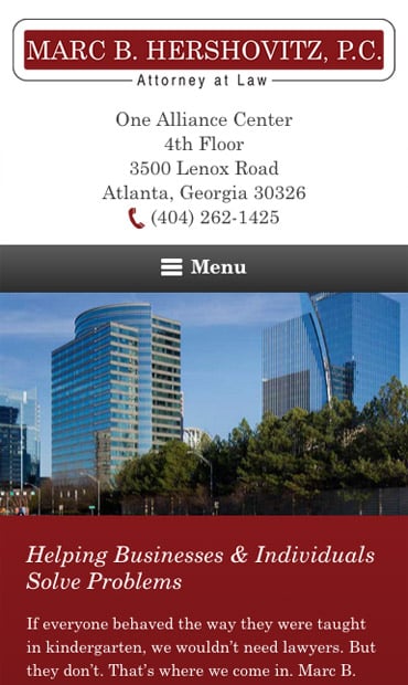 Responsive Mobile Attorney Website for Marc B. Hershovitz, P.C.