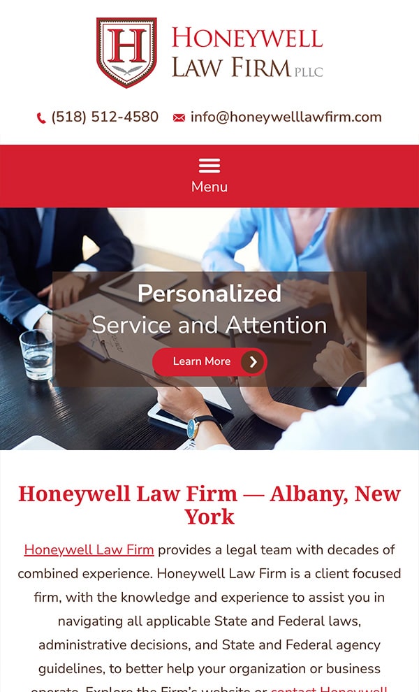 Mobile Friendly Law Firm Webiste for Honeywell Law Firm PLLC