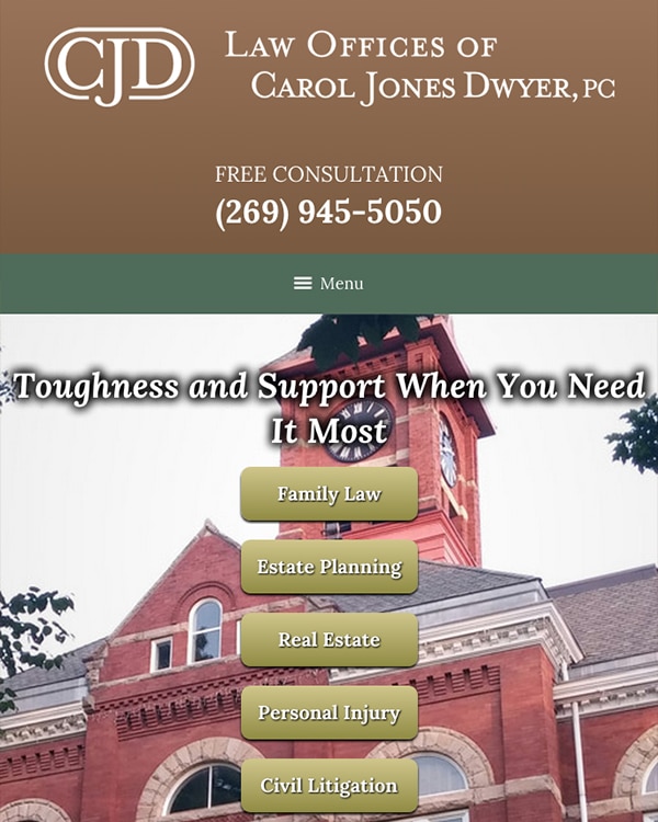 Mobile Friendly Law Firm Webiste for Law Offices of Carol Jones Dwyer, P.C.