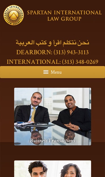 Responsive Mobile Attorney Website for Spartan International Law Group