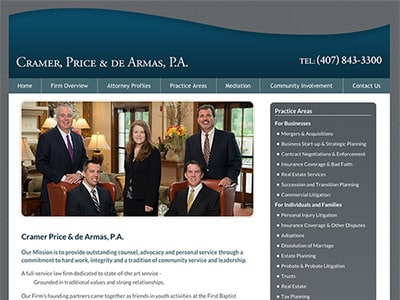 Law Firm Website design for Cramer, Price & De Armas,…