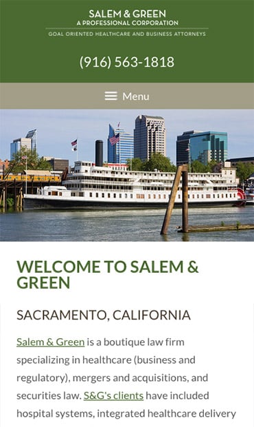 Responsive Mobile Attorney Website for Salem & Green