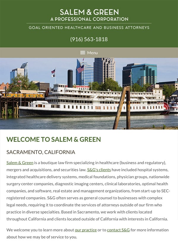 Mobile Friendly Law Firm Webiste for Salem & Green