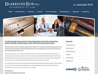 Law Firm Website design for Blakeslee Rop, PLC