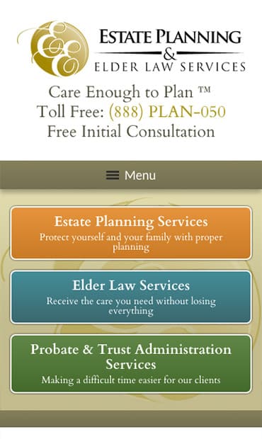 Responsive Mobile Attorney Website for Estate Planning & Elder Law Services, P.C.