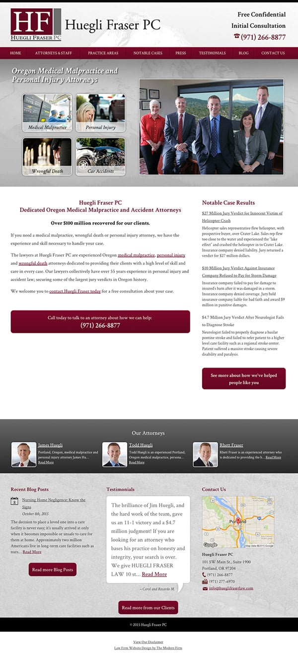 Law Firm Website Design for Huegli Fraser PC