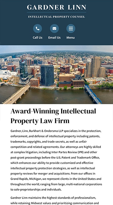 Responsive Mobile Attorney Website for Gardner Linn Burkhart & Flory LLP