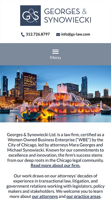 Responsive Mobile Attorney Website for Georges & Synowiecki Ltd.