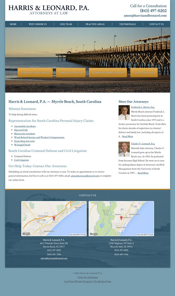 Law Firm Website Design for Harris & Leonard, P.A.