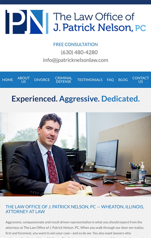 Mobile Friendly Law Firm Webiste for The Law Office of J. Patrick Nelson, PC