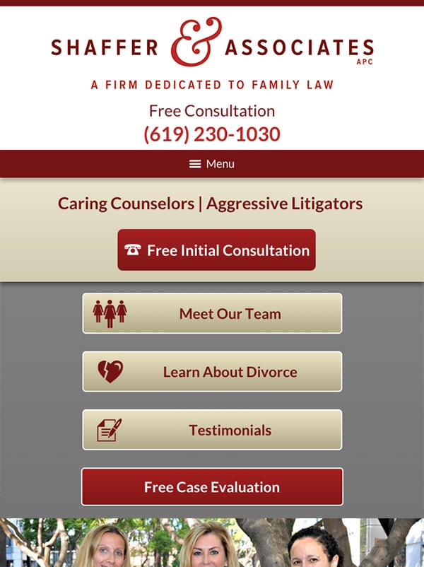 Mobile Friendly Law Firm Webiste for Shaffer & Associates APC