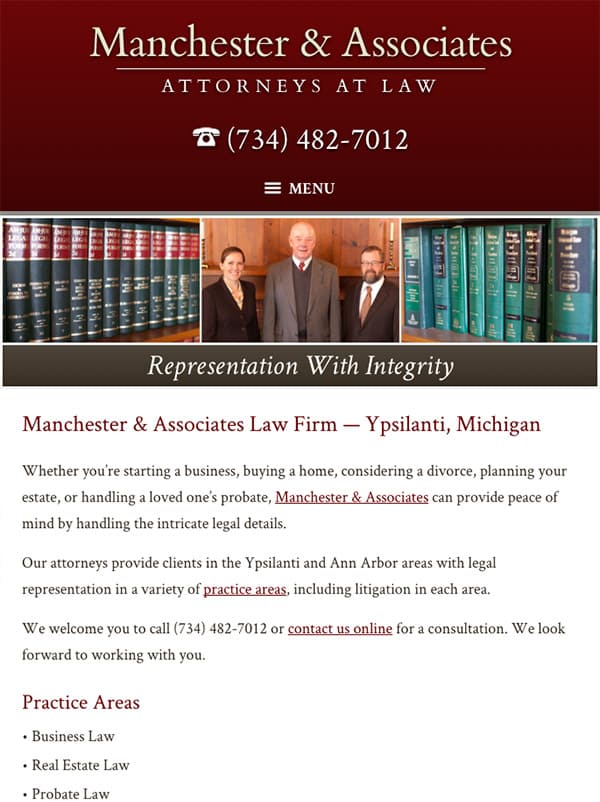 Mobile Friendly Law Firm Webiste for Manchester & Associates